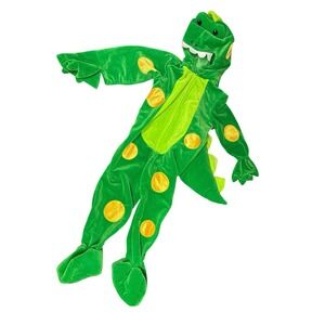 Green Dragon / Dinosaur Halloween Plush Costume One Piece Hooded & Tail Size 3T